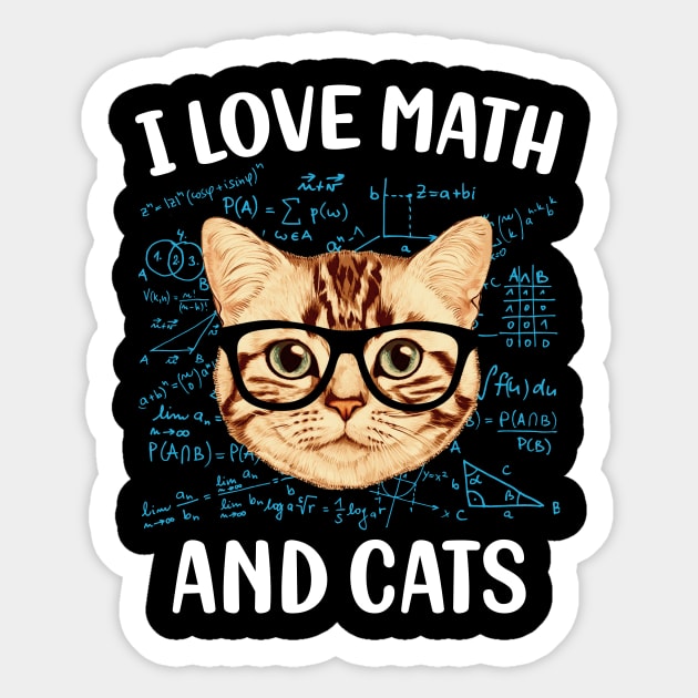 I Love Math And Cats Sticker by cruztdk5